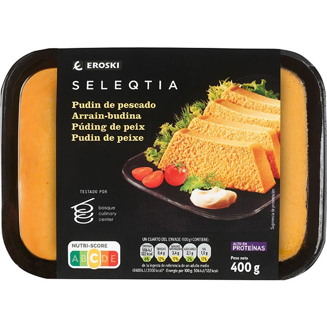 Pudín de pescado Eroski SELEQTIA, bandeja 400 g