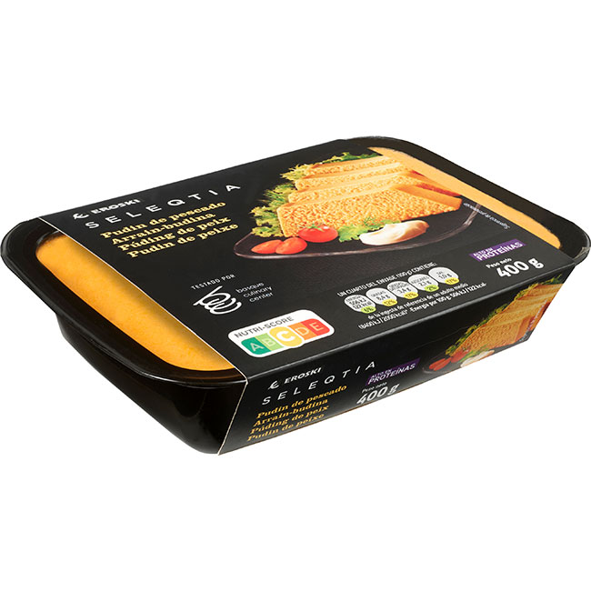 Pudín de pescado Eroski SELEQTIA, bandeja 400 g