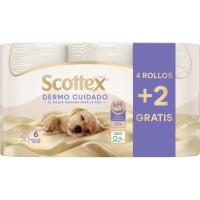 Papel higiénico dermo cuidado SCOTTEX, paquete 6 uds