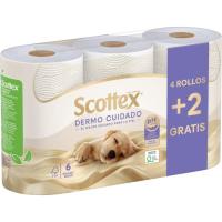 Papel higiénico dermo cuidado SCOTTEX, paquete 6 uds