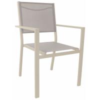 Silla Vigo, color champagne, aluminio y textiline, 56x58,5x86 cm Silla Vigo, color champagne, aluminio y textiline, 56x58,5x86 cm