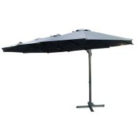 Sombrilla colgante, poliéster, manivela para plegado, base en cruz, 476x280x252 cm Sombrilla colgante, poliéster, manivela para plegado, base en cruz, 476x280x252 cm