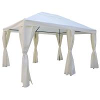 Pérgola en Crudo, acero, 6 apoyos, cortina con cremallera, 3,94x2,96x2,05/2,84 m Pérgola en Crudo, acero, 6 apoyos, cortina con cremallera, 3,94x2,96x2,05/2,84 m