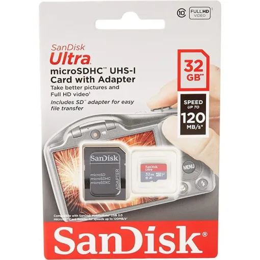 Tarjeta microSDHC con adaptador, 32 GB Class 10, Ultra SANDISK Tarjeta microSDHC con adaptador, 32 GB Class 10, Ultra SANDISK