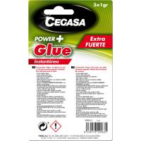 Pegamento Power+Glue instantáneo trio CEGASA, Pack 3 x 1 gr