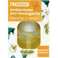 Ambientador eléctrico de naranja y cedro EROSKI, recambio 1 ud Ambientador eléctrico de naranja y cedro EROSKI, recambio 1 ud