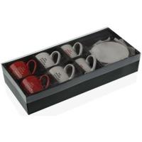 Juego de café Jada, platos con tazas, gres VERSA HOME, set 6 piezas