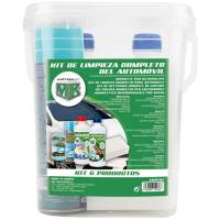 Kit limpieza: cubo, esponja, limpia salpicaderos, champú lavaparabrisas MOTORKIT