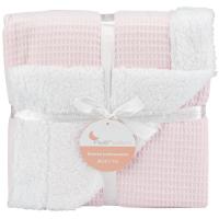 Manta nido de abeja rosa con borreguillo, tacto extrasuave INTERBABY, 80x110 cm