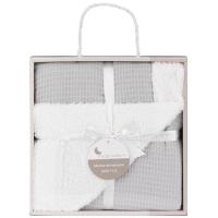 Manta nido de abeja gris con borreguillo, tacto extrasuave INTERBABY, 80x110 cm