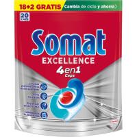 SOMAT EXCELL ontzi garbigailurako detergentea, poltsa 18+3 dosi