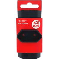 Adaptador de enchufe 3 tomas 10A negro EUROBRIC, 1 ud