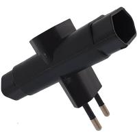 Adaptador de enchufe 3 tomas 10A negro EUROBRIC, 1 ud