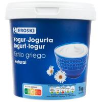 Yogur griego natural 10% materia grasa EROSKI, tarrina 1 kg