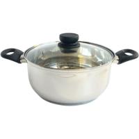 Cacerola de acero inoxidable con tapa de cristal, apto para todo tipo de cocinas ALZA Basic, Ø24 cm