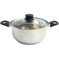 Cacerola de acero inoxidable con tapa de cristal, apto para todo tipo de cocinas ALZA Basic, Ø16 cm