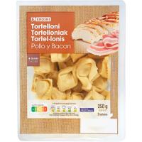 Tortellini de pollo y panceta EROSKI, bandeja 250 g