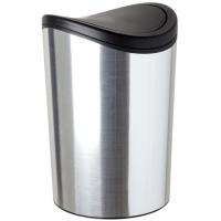 Cubo de baño deco Steal con tapa basculante negra, 6 litros TATAY, 19x19x28 cm