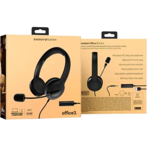 Auricular diadema negro micrófono Headset Office 3 ENERGY SISTEM