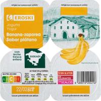 Yogur sabor plátano País Vasco EROSKI, pack 4x125 g