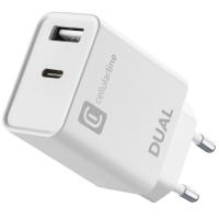 Cargador de red blanco 20 W puerto USB-C y USB-A, ACHIPHUSB2PD20WW CELLULAR LINE