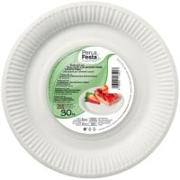 Plato de cartón compostable 23 cm Perla Festa, pack 30 uds.
