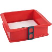 Molde silicona roja cuadrado con base de cristal IBILI, 25x25 cm