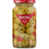 Aceituna gordal sin hueso aliñada SARASA, frasco 500 g