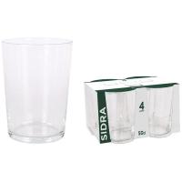 Vaso de sidra en vidrio transparente, 50 cl, pack 4 uds