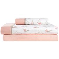 Juego de sábanas Enma Algodón Percal rosa, 3 piezas, 100% algodón EROSKI, talla 90