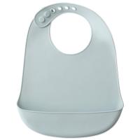 Babero imperpeable azul de silicona con bolsillo recogemigas INTERBABY