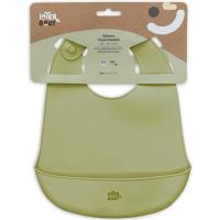 Babero imperpeable verde agua de silicona con bolsillo recogemigas INTERBABY