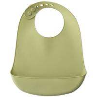 Babero imperpeable verde agua de silicona con bolsillo recogemigas INTERBABY
