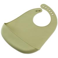 Babero imperpeable verde agua de silicona con bolsillo recogemigas INTERBABY
