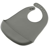 Babero imperpeable gris petroleo de silicona con bolsillo recogemigas INTERBABY