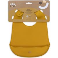 Babero imperpeable mostaza de silicona con bolsillo recogemigas INTERBABY