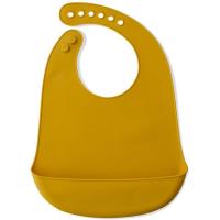 Babero imperpeable mostaza de silicona con bolsillo recogemigas INTERBABY