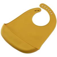 Babero imperpeable mostaza de silicona con bolsillo recogemigas INTERBABY