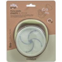 Taza porta snack plegable verde agua de silicona con tapa INTERBABY