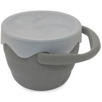 Taza porta snack plegable gris de silicona con tapa INTERBABY Taza porta snack plegable gris de silicona con tapa INTERBABY
