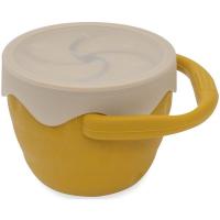 Taza porta snack plegable mostaza de silicona con tapa INTERBABY