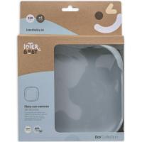 Plato cuadrado azul con ventosa de silicona INTERBABY, 250 ml