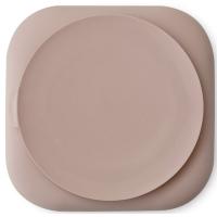 Plato cuadrado rosa con ventosa de silicona INTERBABY, 250 ml