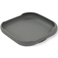 Plato cuadrado gris con ventosa de silicona INTERBABY, 250 ml
