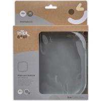 Plato cuadrado gris con ventosa de silicona INTERBABY, 250 ml