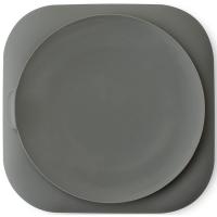 Plato cuadrado gris con ventosa de silicona INTERBABY, 250 ml