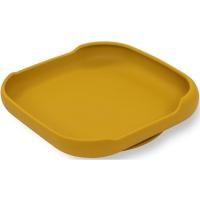 Plato cuadrado mostaza con ventosa de silicona INTERBABY, 250 ml