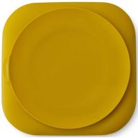 Plato cuadrado mostaza con ventosa de silicona INTERBABY, 250 ml