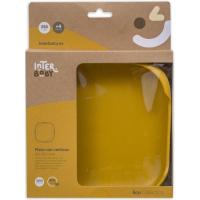 Plato cuadrado mostaza con ventosa de silicona INTERBABY, 250 ml