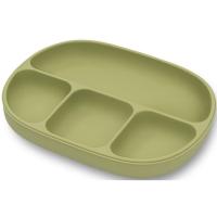 Plato verde agua con 4 divisiones, ventosa y tapa, de silicona INTERBABY, 650 ml